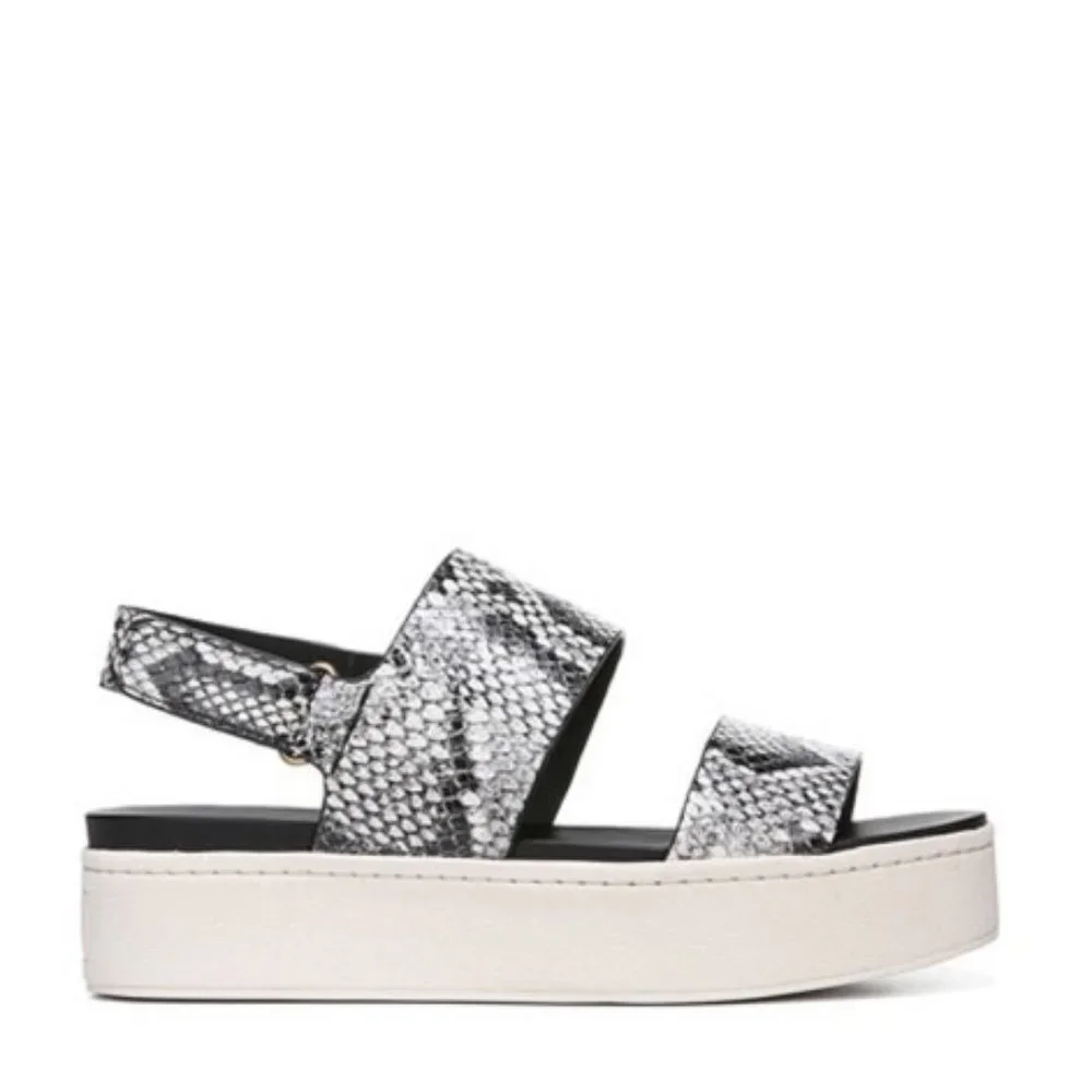 VINCE Animal Print Leather Wedge Sandals